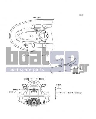 KAWASAKI - STX-15F 2004 - Frame - Labels - 56070-3966 - LABEL-WARNING,GRAB HANDLE&STEP