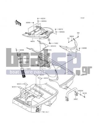 KAWASAKI - JET SKIΒ® ULTRAΒ® 310R 2015 - Frame - Hull Rear Fittings - 46075-3765 - GRIP,HANDLE