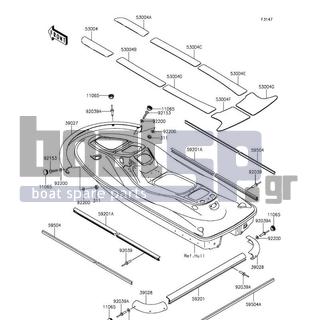 KAWASAKI - JET SKIΒ® STXΒ®-15F 2016 - Body Parts - Pads - 53004-0571 - MAT,DECK,FR,RH