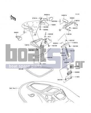 KAWASAKI - 1100 STX D.I. 2003 - Frame - Hull Front Fittings - 92210-3739 - NUT,SPEED,6MM