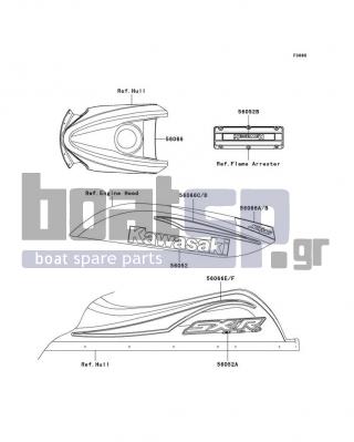 KAWASAKI - 800 SX-R 2003 - Body Parts - Decals(White)(A1) - 56052-3800 - MARK,DECK,SX-R 800