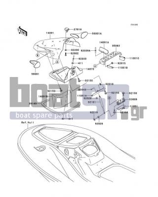 KAWASAKI - 900 STX 2003 - Frame - Hull Front Fittings