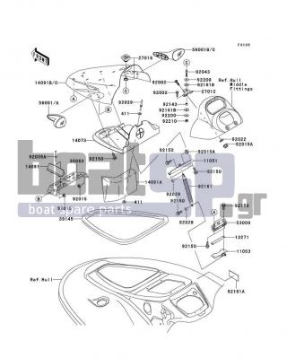 KAWASAKI - STX-12F 2003 - Frame - Hull Front Fittings - 92210-3742 - NUT,LOCK,8MM