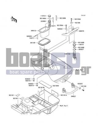 KAWASAKI - STX-12F 2003 - Frame - Hull Rear Fittings - 11012-3766 - CAP,FIRE EXTINGUISHER