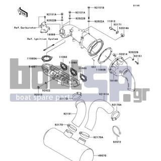 KAWASAKI - ULTRA 150 2003 - Εξατμίσεις - Muffler(s) - 92151-3804 - BOLT,10X140