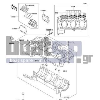 KAWASAKI - 1100 STX D.I. 2002 - Engine/Transmission - Crankcase - 172R0630 - BOLT-STUD