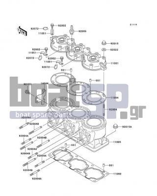 KAWASAKI - 1100 STX D.I. 2002 - Engine/Transmission - Cylinder Head/Cylinder