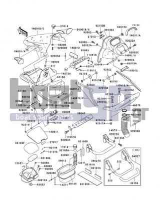 KAWASAKI - 1100 STX D.I. 2002 - Frame - Hull Fittings - 46075-3755-6Z - GRIP,RR,F.BLACK