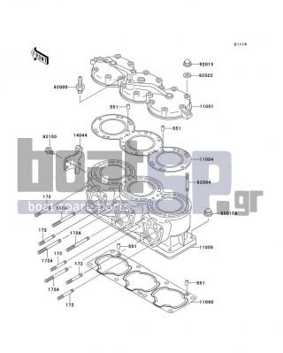 KAWASAKI - 1100 ZXI 2002 - Engine/Transmission - Cylinder Head/Cylinder - 172R0875 - BOLT-STUD,8X75