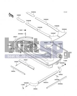 KAWASAKI - 1200 STX-R 2002 - Body Parts - Pads - 53004-3857 - MAT,DECK,RR,RH