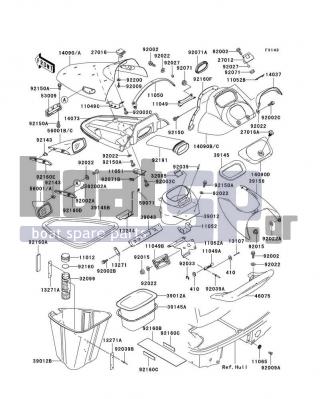 KAWASAKI - 900 STS 2002 - Frame - Hull Fittings - 92160-3897 - DAMPER,HANDLE COVER