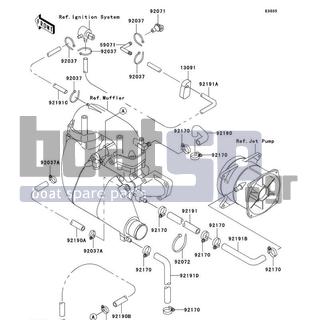 KAWASAKI - 900 STX 2002 - Engine/Transmission - Cooling - 92191-3803 - TUBE,EXHAUST PIPE-SENSOR