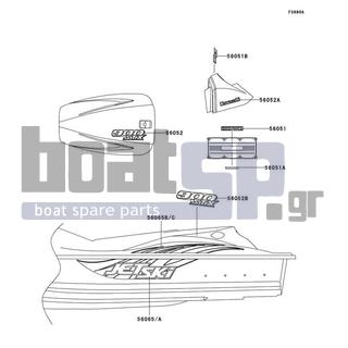 KAWASAKI - 900 STX 2002 - Body Parts - Decals(JT900-C2) - 56065-3759 - PATTERN,HULL,RH