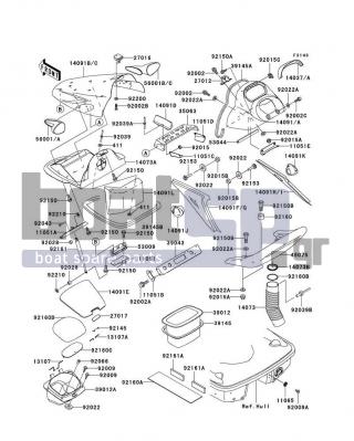 KAWASAKI - 900 STX 2002 - Frame - Hull Fittings - 39043-3703 - CROSSMEMBER-COMP