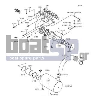 KAWASAKI - JET SKIΒ® ULTRAΒ® LX 2015 - Εξατμίσεις - Muffler(s)