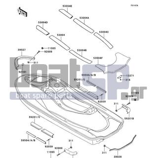 KAWASAKI - ULTRA 150 2002 - Body Parts - Pads(JH1200-A2/A3/A4) - 53004-3820-6Z - MAT,RR,F.BLACK