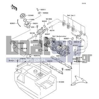 KAWASAKI - 1100 ZXI 2001 - Body Parts - Fuel Tank - 92190-3853 - TUBE,5.8X10.8X860