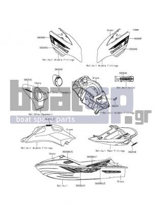 KAWASAKI - JET SKIΒ® ULTRAΒ® 310LX 2014 - Body Parts - Decals(MEF) - 56054-1335 - MARK,GRIP,KAWASAKI