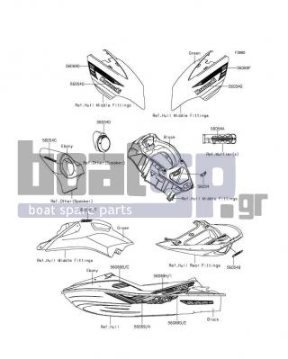 KAWASAKI - JET SKIΒ® ULTRAΒ® 310LX 2014 - Εξωτερικά Μέρη - Decals(MEF) - 56054-1457 - MARK,SIDE COVER,LH