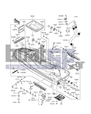 KAWASAKI - JET SKIΒ® ULTRAΒ® 310LX 2014 - Frame - Hull - 13227-3721-6Z - HOUSING,DRAIN PLUG,F.BLACK