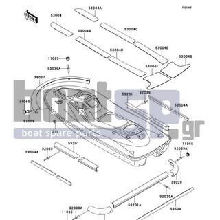 KAWASAKI - 900 STX 2001 - Body Parts - Pads - 53004-3814-RG - MAT,DECK,FR,LH,S.GRAY