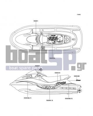 KAWASAKI - ULTRA 130 2001 - Body Parts - Decals(JH1100-B1) - 56064-3747 - PATTERN,DECK,RR,LH