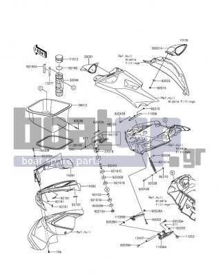KAWASAKI - JET SKIΒ® ULTRAΒ® 310R 2014 - Frame - Hull Front Fittings - 92002-3726 - BOLT,6X30