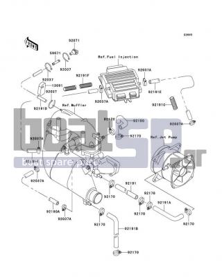 KAWASAKI - 1100 STX D.I. 2000 - Engine/Transmission - Cooling - 92191-3785 - TUBE,PUMP-HULL