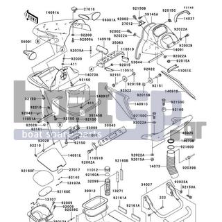 KAWASAKI - 1100 STX D.I. 2000 - Frame - Hull Fittings - 14037-3709-F2 - SCREEN,METER,G.SILVER