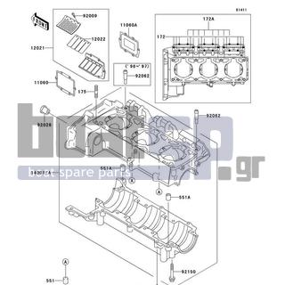 KAWASAKI - 1100 ZXI 2000 - Engine/Transmission - Crankcase