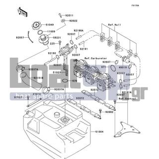 KAWASAKI - 1100 ZXI 2000 - Body Parts - Fuel Tank(JH1100-A2-A5) - 27012-3766 - HOOK,BOW EYE