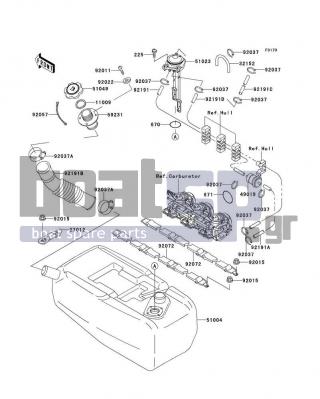 KAWASAKI - 900 STX 2000 - Body Parts - Fuel Tank - 92191-3715 - TUBE,