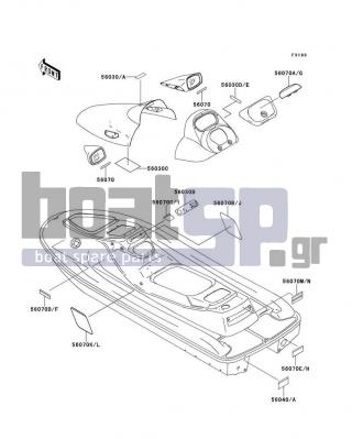 KAWASAKI - 900 STX 2000 - Frame - Labels - 56070-3803 - LABEL-WARNING,CENTER STORAGE