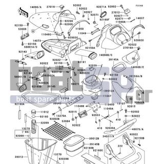 KAWASAKI - 1100 STX 1999 - Frame - Hull Fittings - 14090-3770-H1 - COVER,HANDLE,S.RED