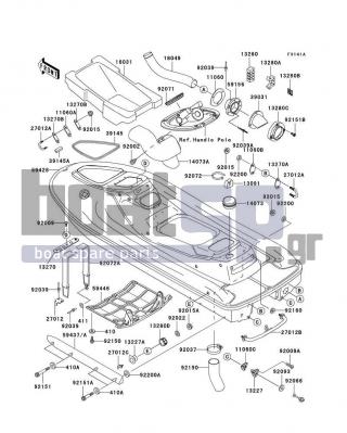 KAWASAKI - 1100 STX 1999 - Frame - Hull(JT1100-B2) - 13280-3705 - HOLDER,FUEL FILTER