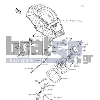 KAWASAKI - JET SKIΒ® ULTRAΒ® 310X SE 2014 - Body Parts - Handle Pole - 59266-3710 - JOINT-BALL