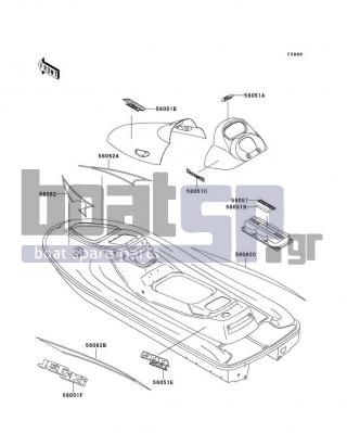 KAWASAKI - 900 STX 1999 - Body Parts - Decals(JT900-B1) - 56051-3743 - MARK,900 TRIPLE