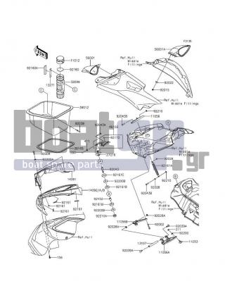 KAWASAKI - JET SKIΒ® ULTRAΒ® 310X SE 2014 - Frame - Hull Front Fittings - 311R0600 - NUT-HEX,6MM