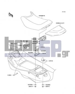 KAWASAKI - STX-15F 2014 - Body Parts - Seat - 53066-0384-337 - SEAT-ASSY,RR,L.GREEN