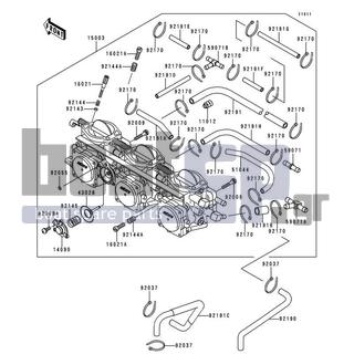 KAWASAKI - 900 STX 1998 - Engine/Transmission - Carburetor - 92009-3832 - SCREW,4X12