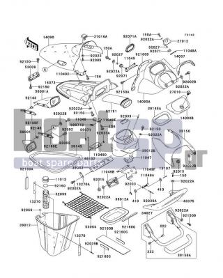 KAWASAKI - 1100 STX 1997 - Frame - Hull Fittings - 92039-3748 - RIVET