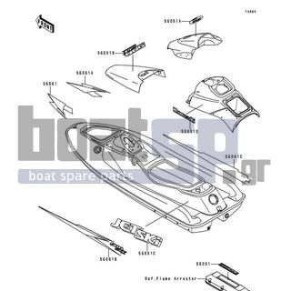 KAWASAKI - 900 STX 1997 - Body Parts - Decals(JT900-A1) - 56061-3790 - PATTERN,DECK,FR,LH