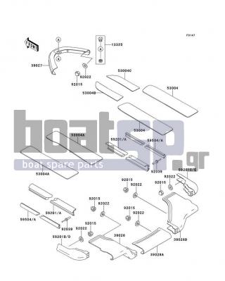 KAWASAKI - 900 ZXI 1997 - Body Parts - Pads - 59201-3764-RE - BUMPER,CORNER,LH,J.S.VIOLET