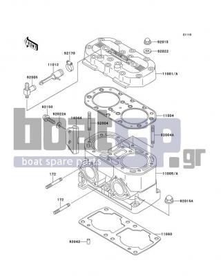 KAWASAKI - 750 SXI (CANADA ONLY) 1997 - Engine/Transmission - Cylinder Head/Cylinder