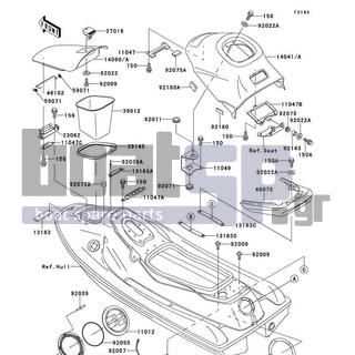 KAWASAKI - SS 1997 - Frame - Hull Fittings - 11047-3773 - BRACKET,HANDLE POLE COVER,RR