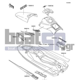 KAWASAKI - STS 1997 - Body Parts - Decals(JT750-B3) - 56061-3787 - PATTERN,DECK,FR,RH