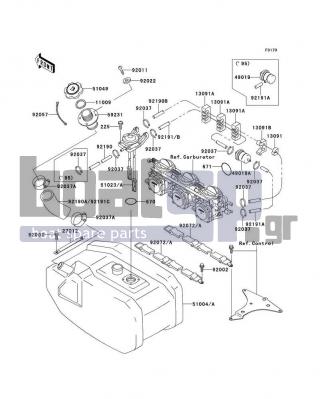 KAWASAKI - 900 ZXI 1996 - Body Parts - Fuel Tank - 13091-3712 - HOLDER