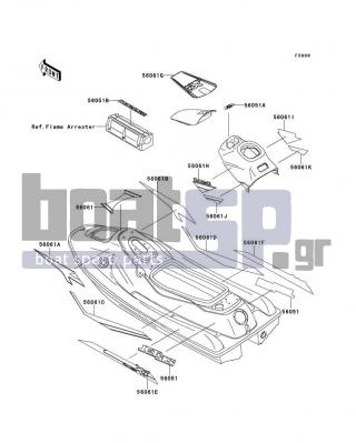 KAWASAKI - SUPER SPORT XI 1996 - Body Parts - Decals(JH750-F1) - 56061-3761 - PATTERN,DECK,SEAT,LH