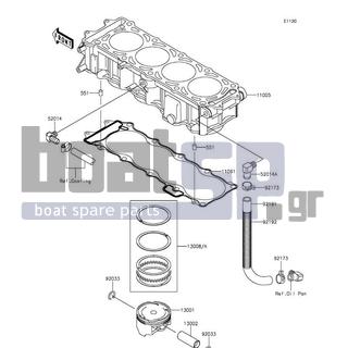 KAWASAKI - ULTRA LX 2014 - Engine/Transmission - Cylinder/Piston(s) - 11061-3708 - GASKET,CYLINDER BASE