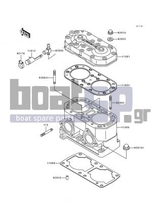 KAWASAKI - TS 1996 - Engine/Transmission - Cylinder Head/Cylinder